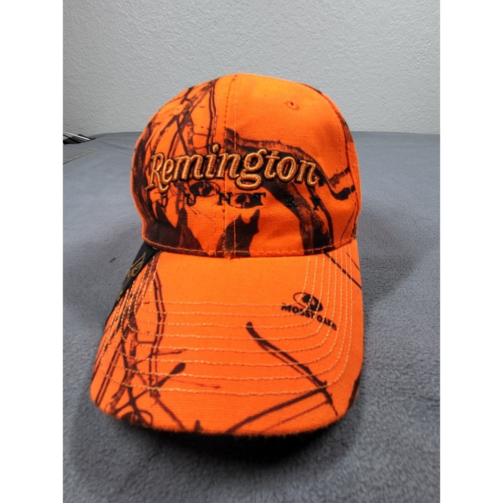 Remington Hat Mossy Oak Break-Up Blaze Orange Camo Hunting Cap Adjustable